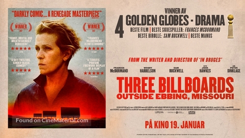 Three Billboards Outside Ebbing, Missouri - Norwegian Movie Poster