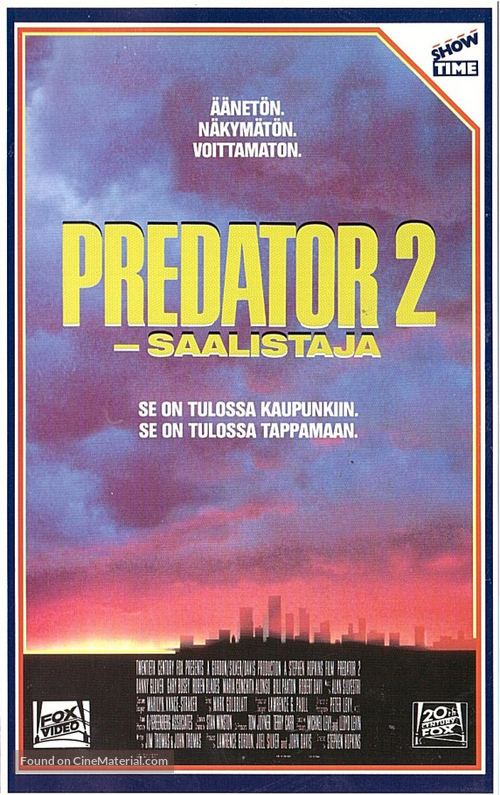 Predator 2 - Finnish VHS movie cover