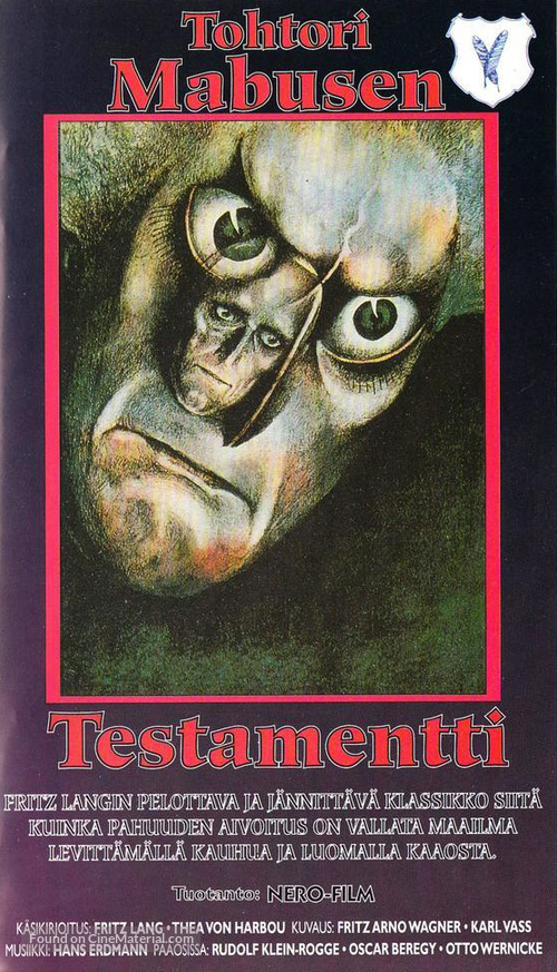 Das Testament des Dr. Mabuse - Finnish Movie Cover