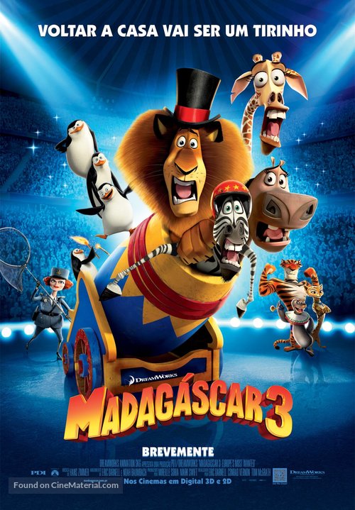 Madagascar 3: Europe&#039;s Most Wanted - Portuguese Movie Poster