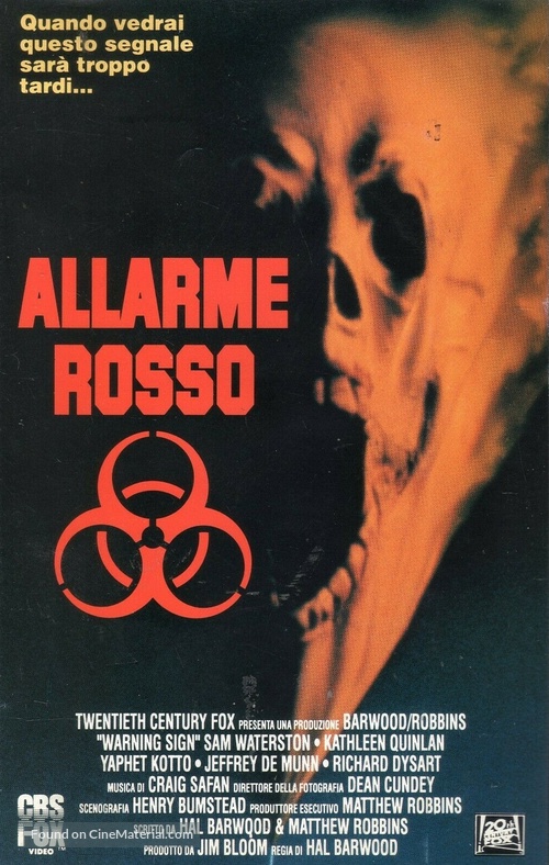 Warning Sign - Italian VHS movie cover