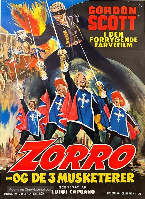 Zorro e i tre moschiettieri - Danish Movie Poster