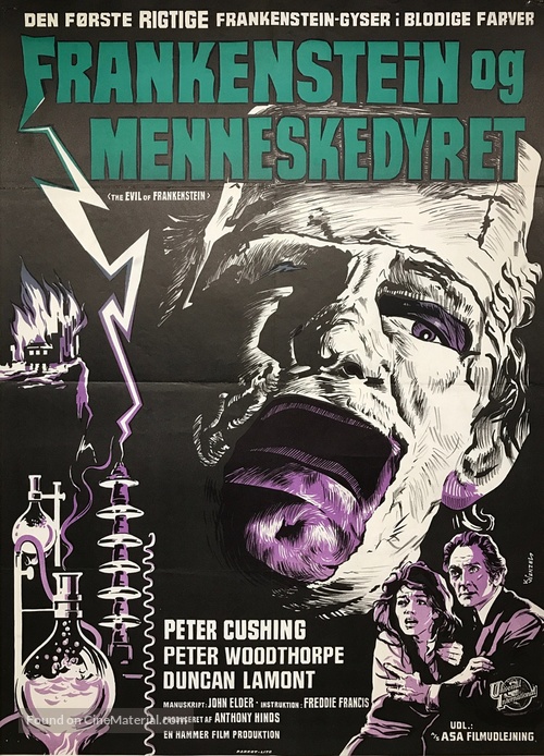 The Evil of Frankenstein - Danish Movie Poster