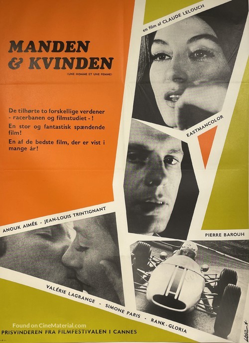 Un homme et une femme - Danish Movie Poster