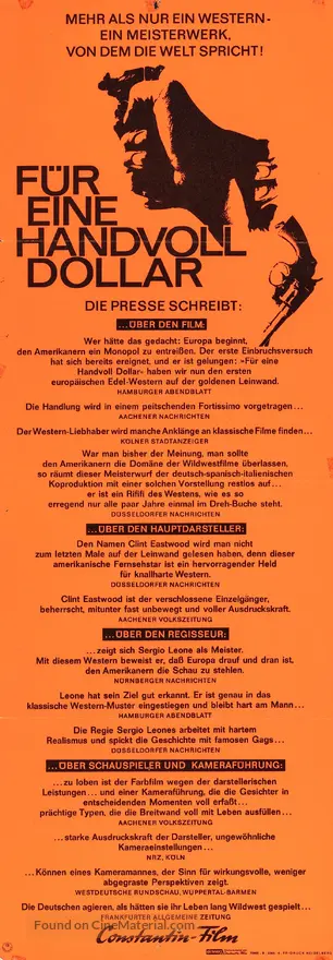 Per un pugno di dollari - German Movie Poster