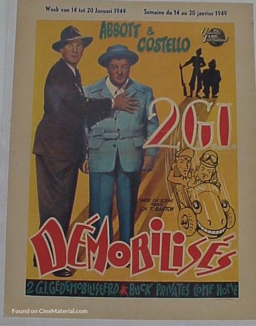 Buck Privates Come Home - Belgian Movie Poster