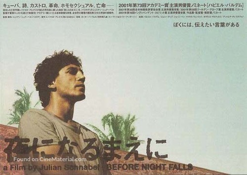 Before Night Falls - Japanese Movie Poster