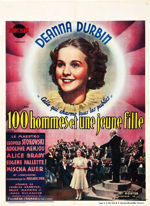 One Hundred Men and a Girl - Belgian Movie Poster