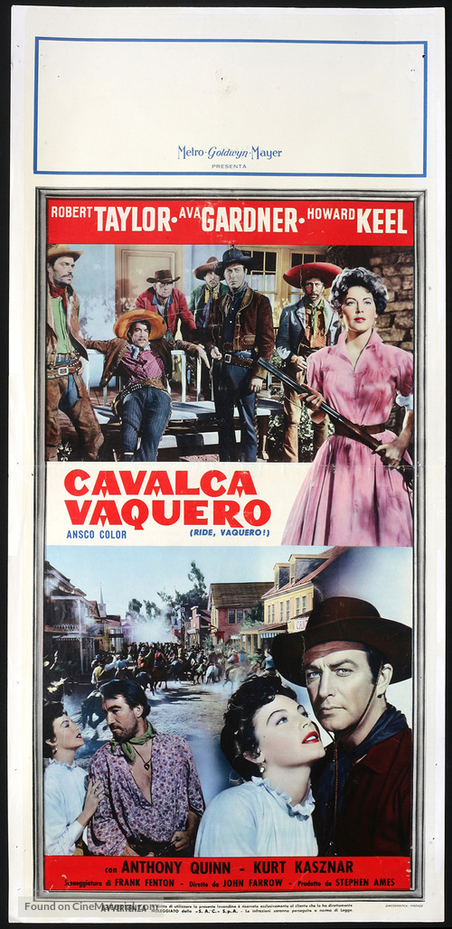 Ride, Vaquero! - Italian Movie Poster