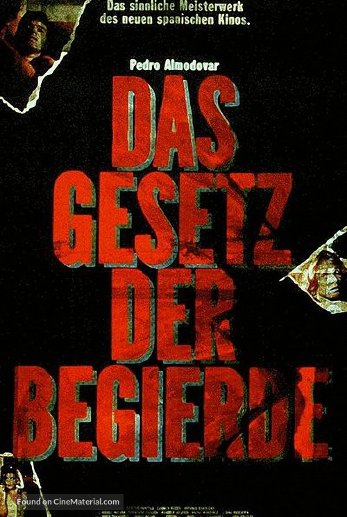 La ley del deseo - German Movie Poster