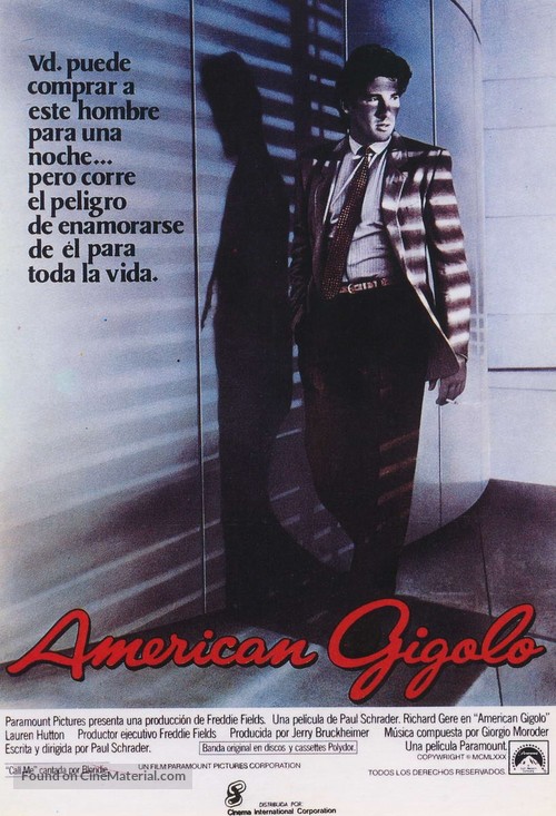 American Gigolo - Spanish Theatrical movie poster