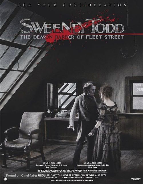Sweeney Todd: The Demon Barber of Fleet Street - For your consideration movie poster