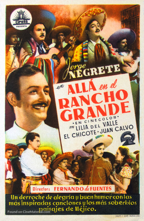 All&aacute; en el Rancho Grande - Spanish Movie Poster