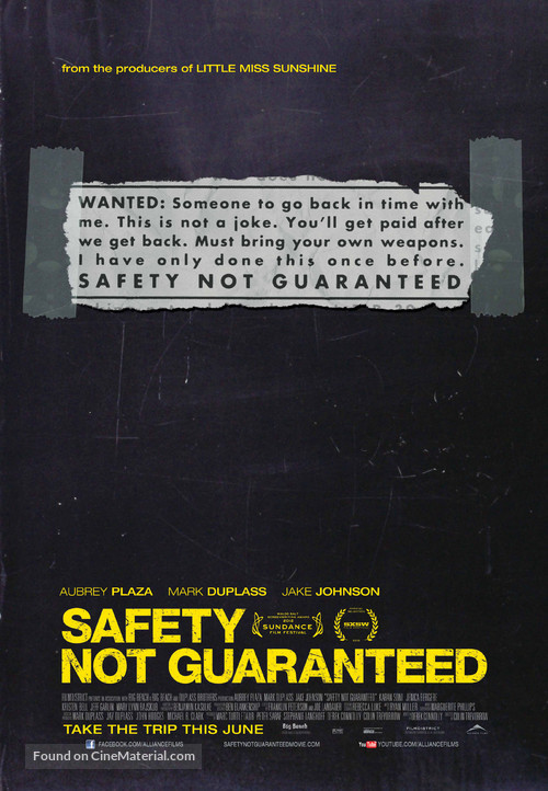 Safety Not Guaranteed - Canadian Movie Poster