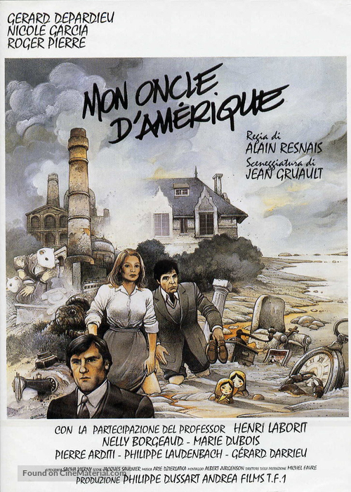 Mon oncle d&#039;Am&eacute;rique - Italian Movie Poster