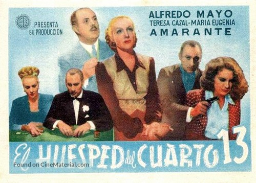 El hu&eacute;sped del cuarto n&uacute;mero 13 - Spanish Movie Poster