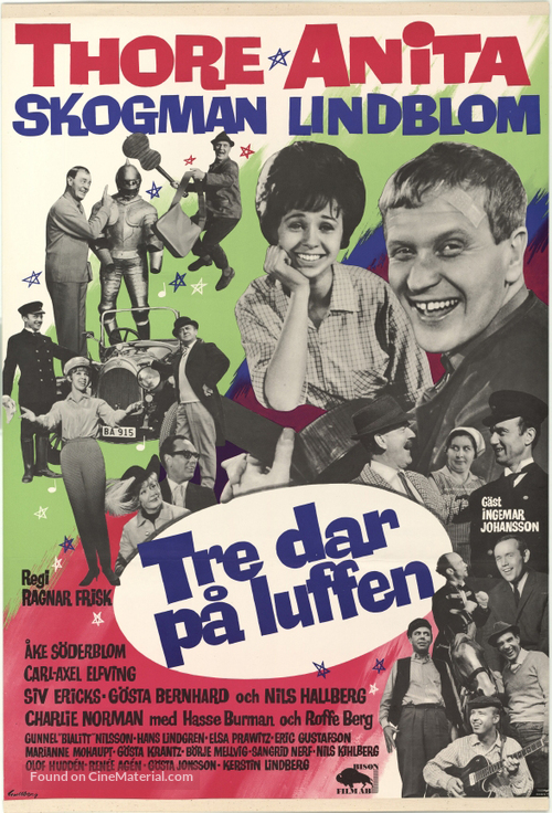 Tre dar p&aring; luffen - Swedish Movie Poster