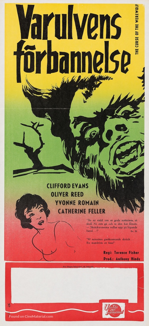 The Curse of the Werewolf - Swedish Movie Poster
