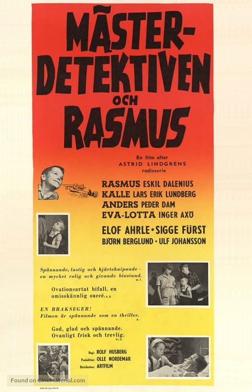 M&auml;sterdetektiven och Rasmus - Swedish Movie Poster