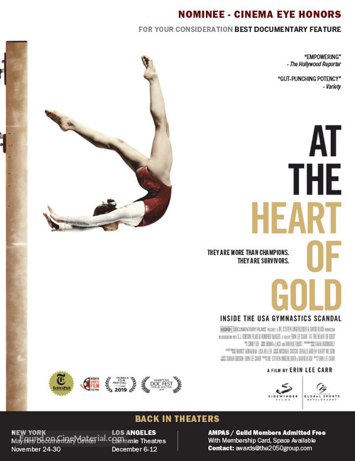 At the Heart of Gold: Inside the USA Gymnastics Scandal - For your consideration movie poster