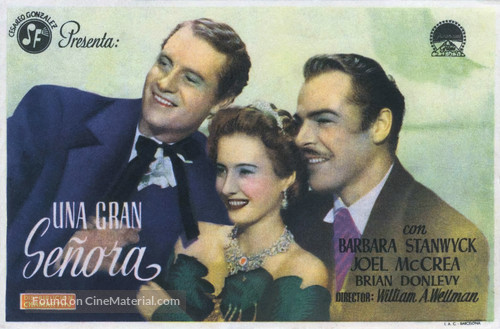 The Great Man&#039;s Lady - Spanish Movie Poster