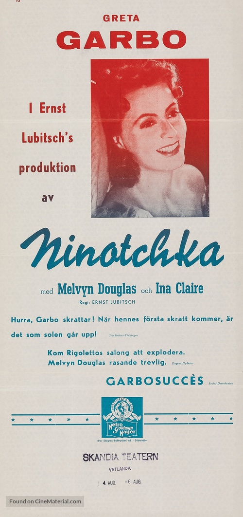 Ninotchka - Swedish Movie Poster