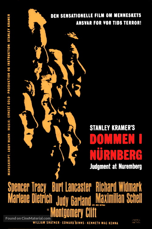 Judgment at Nuremberg - Danish Movie Poster