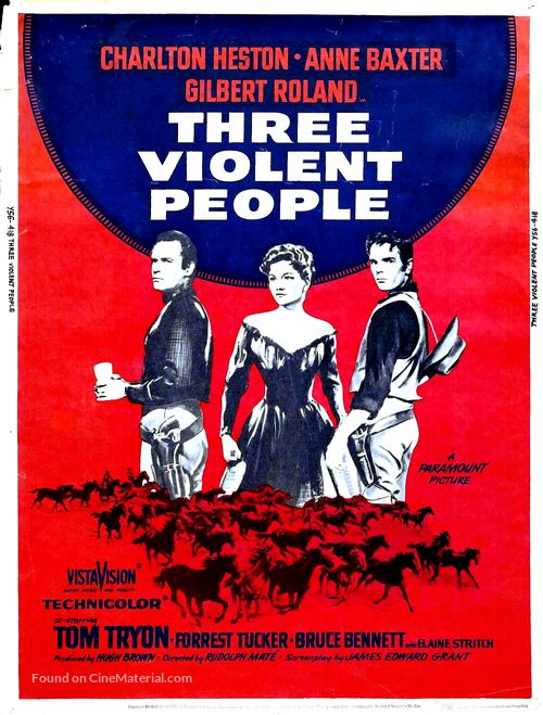 Three Violent People - British Movie Poster