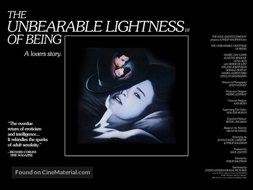 The Unbearable Lightness of Being - British Movie Poster