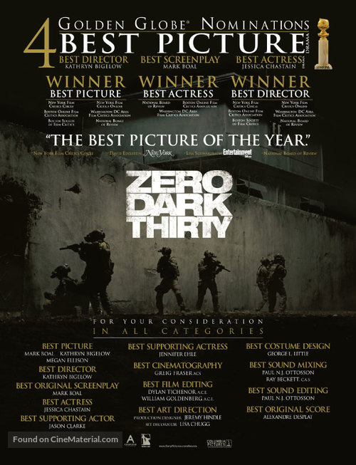 Zero Dark Thirty - For your consideration movie poster