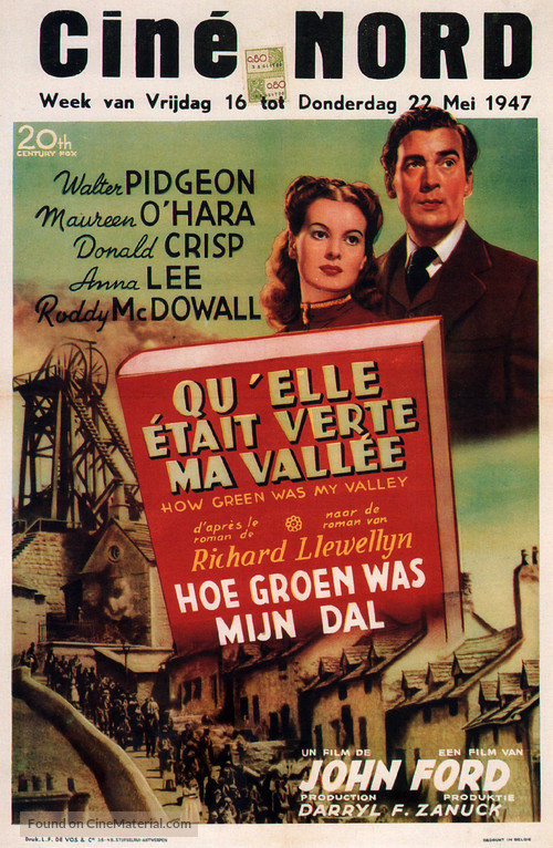 How Green Was My Valley - Belgian Movie Poster