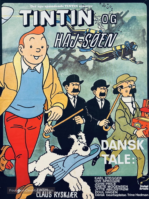 Tintin et le lac aux requins - Danish Movie Poster