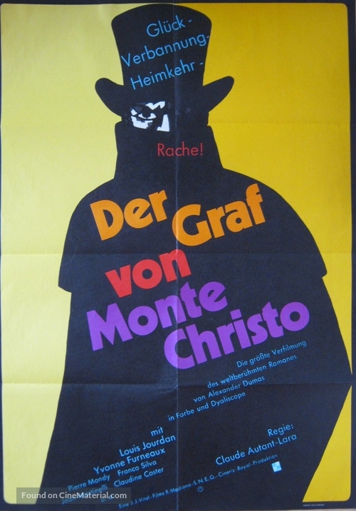 Le Comte De Monte Cristo 1961 German Movie Poster
