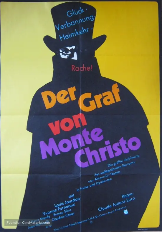 Le Comte De Monte Cristo 1961 German Movie Poster Le Comte De Monte Cristo 1961 German Movie Poster