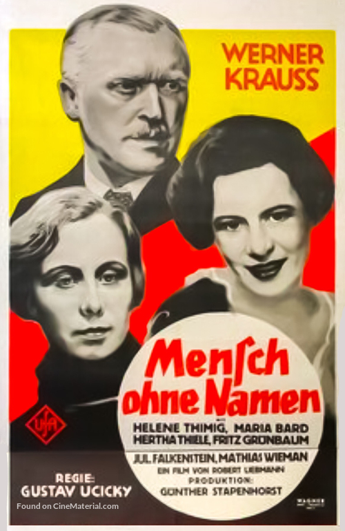 Mensch ohne Namen - German Movie Poster