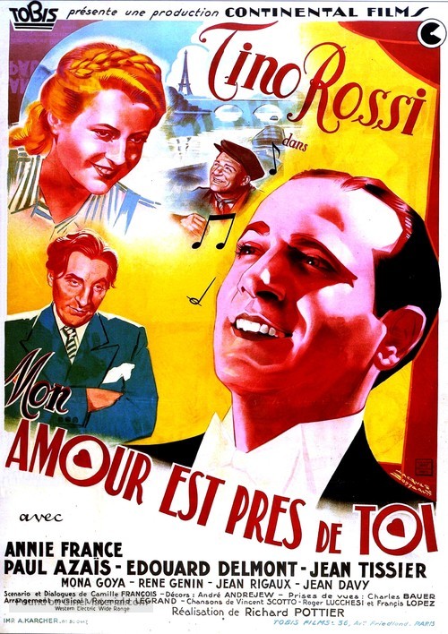 Mon amour est pr&egrave;s de toi - French Movie Poster