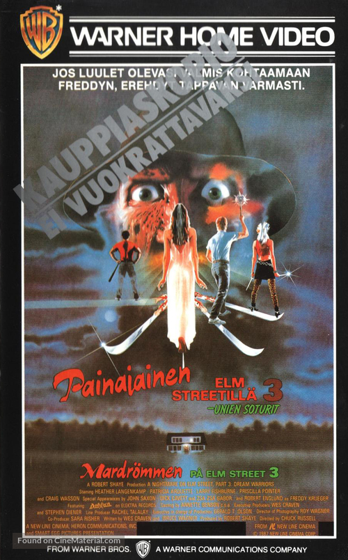A Nightmare On Elm Street 3: Dream Warriors - Finnish VHS movie cover