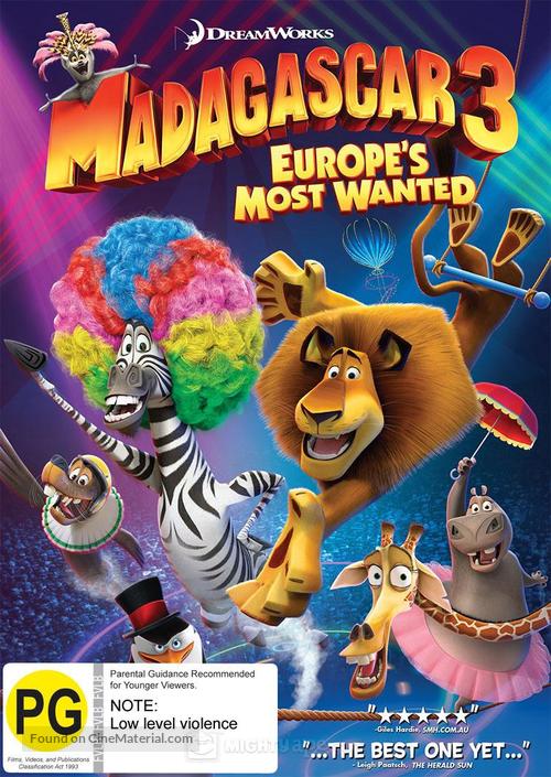 Madagascar 3: Europe&#039;s Most Wanted - Australian DVD movie cover