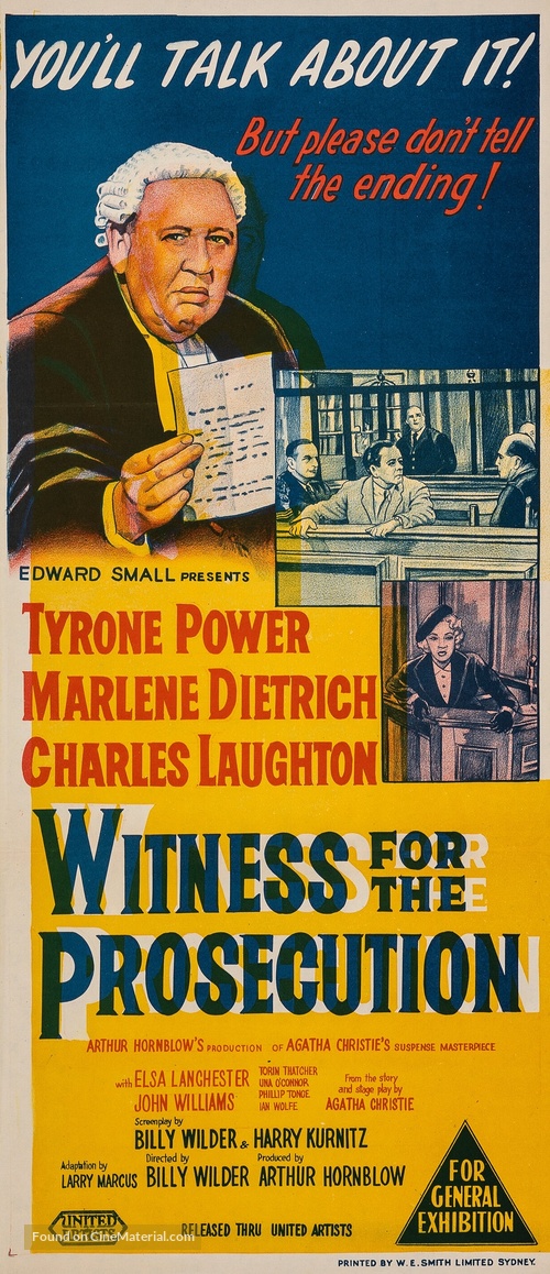 Witness for the Prosecution - Australian Movie Poster