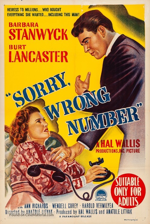 Sorry, Wrong Number - Australian Movie Poster