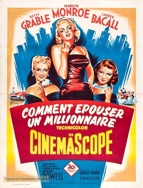 How to Marry a Millionaire - French Movie Poster