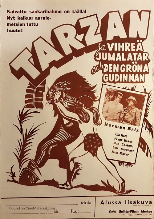 Tarzan and the Green Goddess - Finnish poster