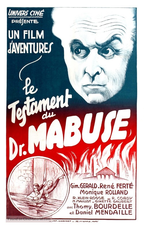Le testament du Dr. Mabuse - French Movie Poster