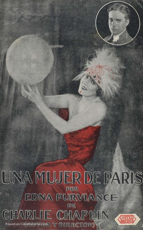 A Woman of Paris: A Drama of Fate - Spanish Movie Poster