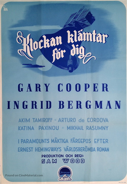 For Whom the Bell Tolls - Swedish Movie Poster