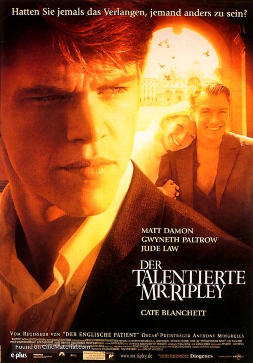 The Talented Mr. Ripley - German Movie Poster