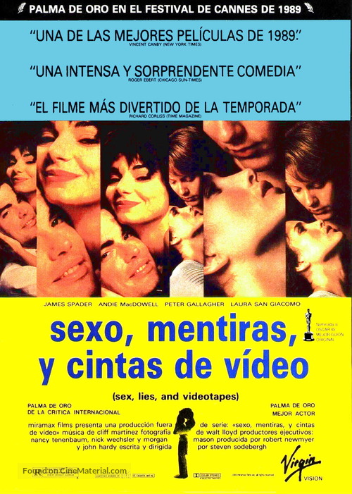 Sex, Lies, and Videotape - Spanish Movie Poster