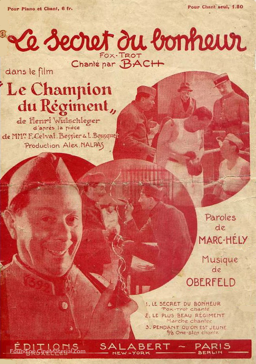 Le champion du r&eacute;giment - French Movie Poster