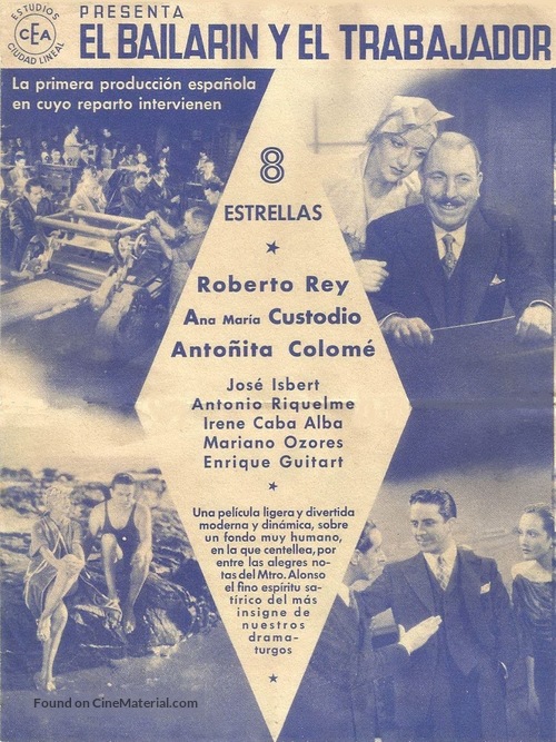 El bailar&iacute;n y el trabajador - Spanish Movie Poster