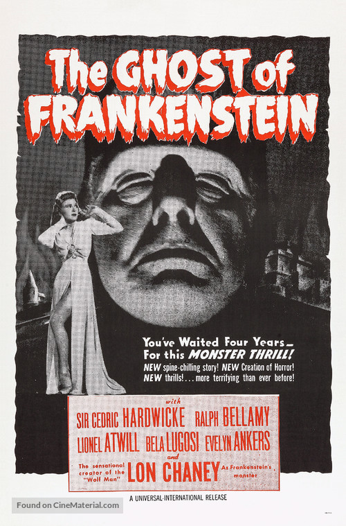 The Ghost of Frankenstein - Re-release movie poster